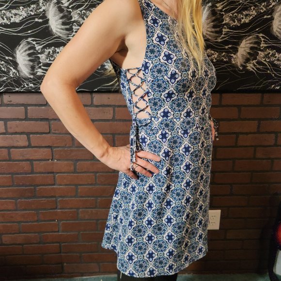 Blue Mini Floral Dress - Picture 2 of 4